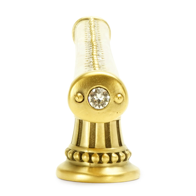 Cache 8 inch center to center pull with center decorated with swarovski crystals in finish Museum Gold