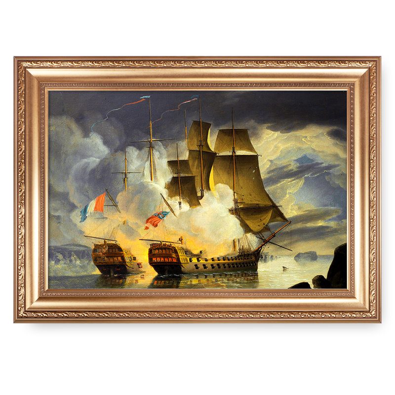 Bataille du Raz de Sein par John Christian Schetky, reproduction de peinture sur voilier, H 36 po x l 26 po