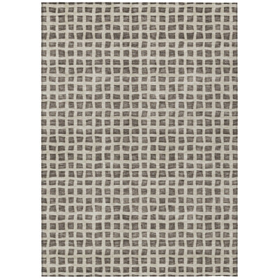 5' X 8' Brown Taupe And Ivory Geometric Washable Indoor Outdoor Area Rug