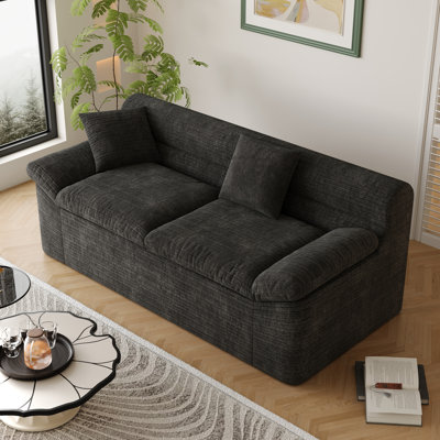 Canapé 71 po en chenille 3 places, assise profonde, sans assemblage