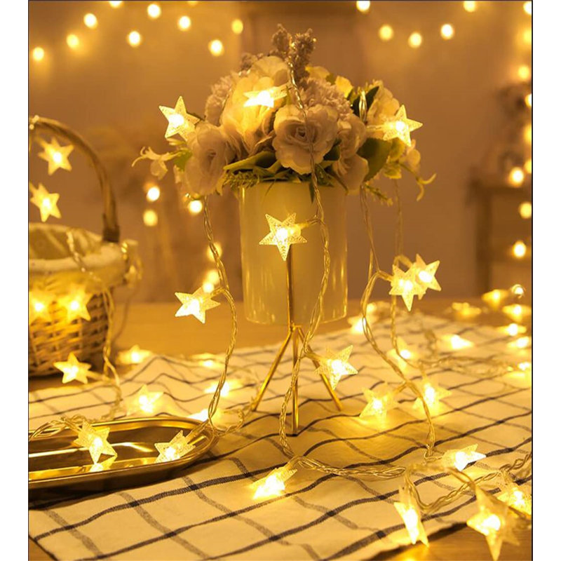 Blue and White Double Layer Princess Bed Canopy with LED Lights