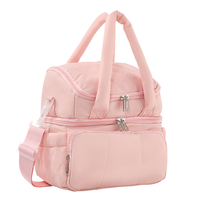 Double Layer Portable Insulated Lunch Bag, Pink