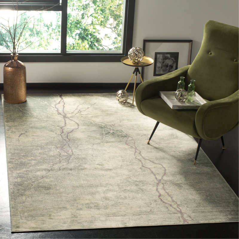 Tapis performance à motif abstrait rétro Thursa, Rectangle 6 pi 7 po x 9 pi 2 po