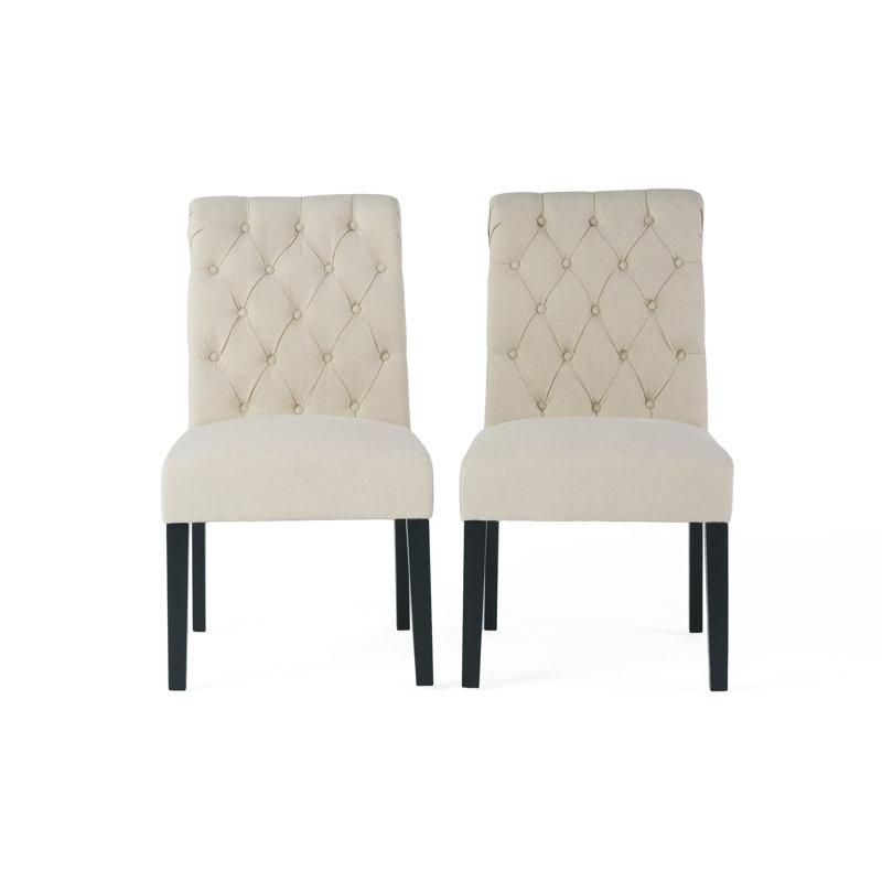 Ensemble de 2 chaises roulantes Broxton touffeté KD (ensemble de 2), Noir, Ivoire ivoire