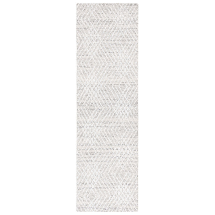 Kohde Abstract Hand Tufted Wool/Chenil/Cotton Geometric Rug in Silver/Ivory