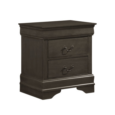 Bedroom Nightstand With 2 Drawers, Gray Stained, Classic Vibe Drawer Nightstand, Style, Stained Piece