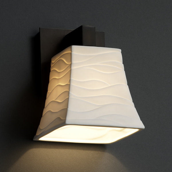 Applique murale 1 lumière modulaire Limoges, Vagues, Nickel brossé, Cylindre avec rebord plat