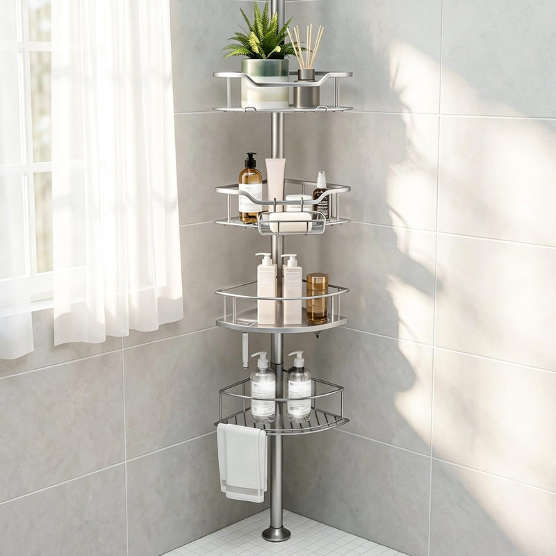 Tension Stainless Steel Shower Shelf, Silver
