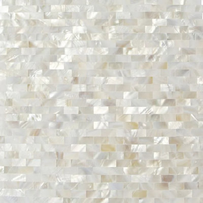 Mother of Pearl Serene White Bricks Seamless 12 in x 12 in x 3 mm Pearl Shell Glass Wall Mosaic Tile