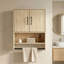 Armoire de salle de bain murale avec barre à serviettes, armoire de rangement de couleur naturelle-458910957