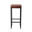 Tabouret de bar à structure noire et assise en cuir beige-1640267862
