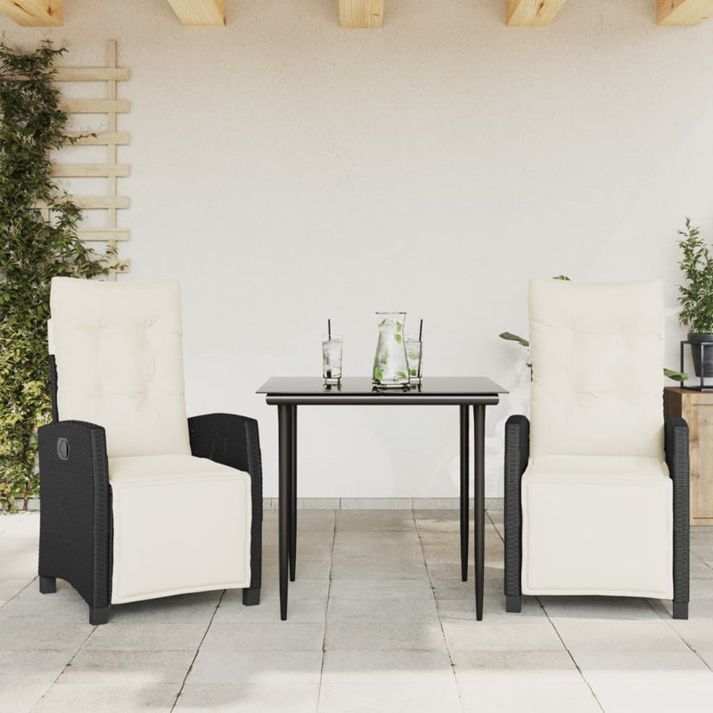 Ensemble de salle à manger de jardin d'extérieur noir et blanc crème