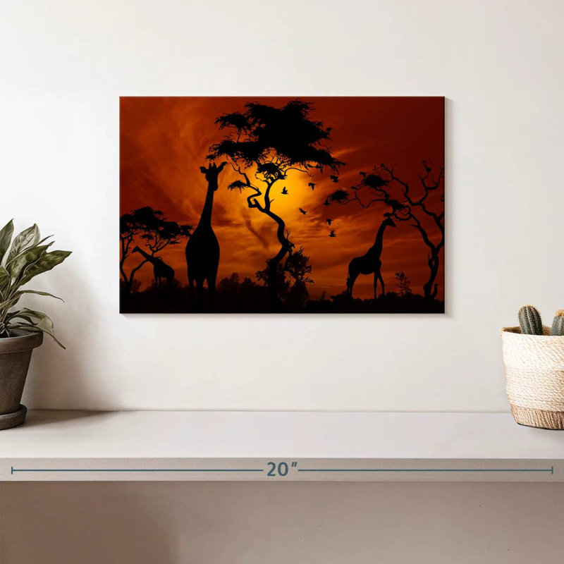 Brampt silhouette de girafes d'Afrique, H 8 po x l 12 po