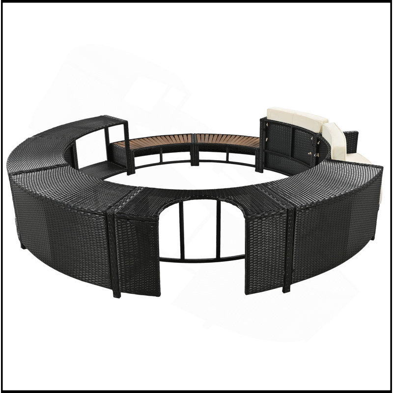Spa Surround Spa Frame Patio Rattan Sofa Set With Storage Spaces, Mini Sofa And Comfortable Cushion For Patio,Backyard, Beige