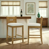 Barrymore Counter Height Or Bar Height Rubberwood Barstool With Fabric Seat - Set Of 2