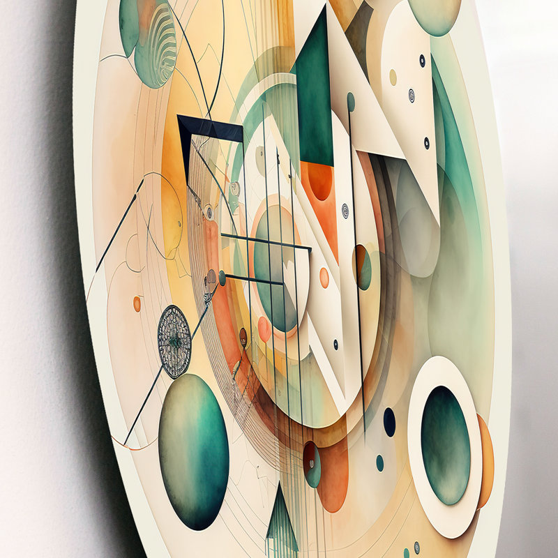 «Warm Minimalist Circular Abstract II - Abstract Minimalisme», art mural rond sur métal, L 16 po x H 16 po
