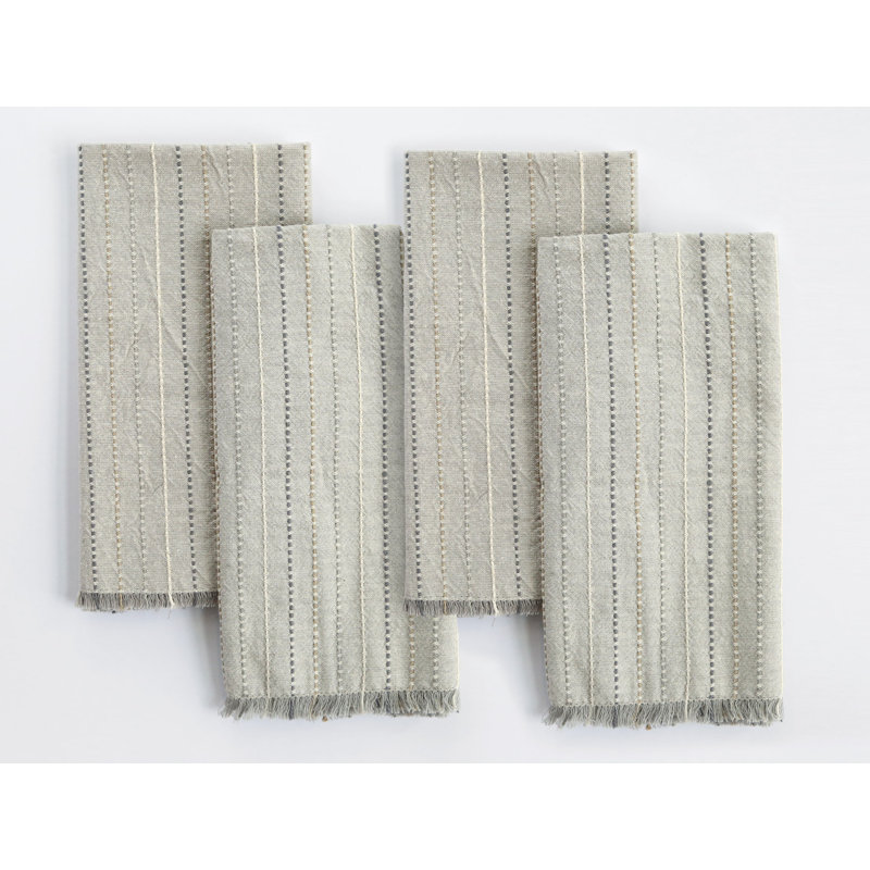 100% Organic Cotton Striped Square Napkin, Neutrals