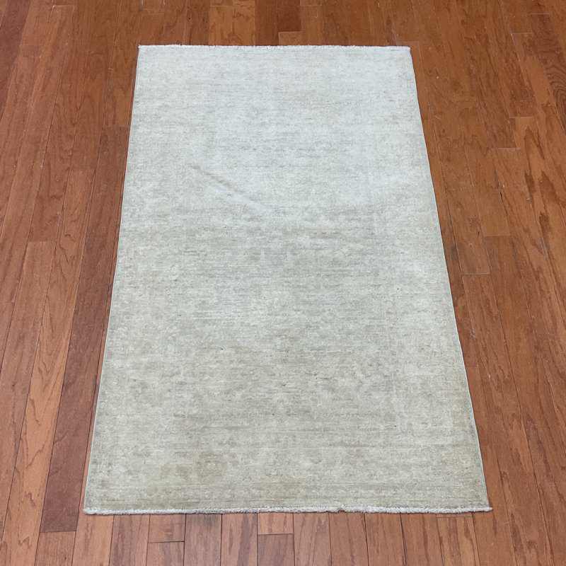  Handmade Whitewashed Oushak Wool Rug