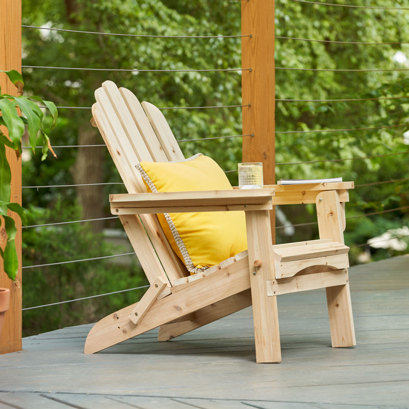 Chaise Adirondack pliante en bois massif Breeona, Naturel