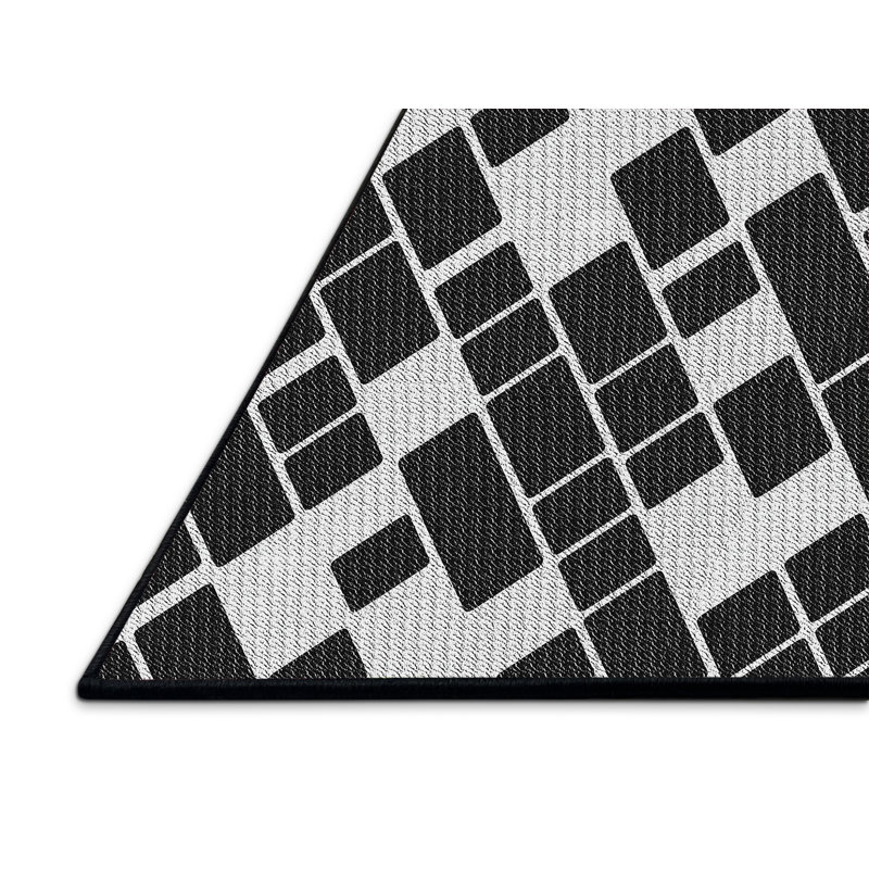 Tapis noir/blanc à motifs, Rectangle 2 pi x 5 pi