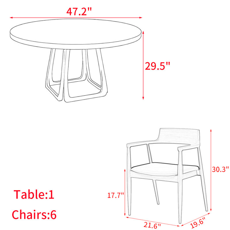 Ensemble de table à manger moderne et simple en bois massif., H 29,5 po x L 47,2 po x l 47,2 po