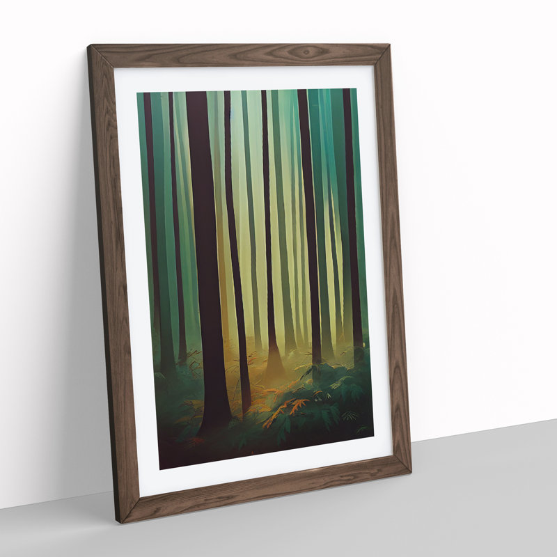 Tranquil Forest - Wall Art, 48cm H x 36cm W, Walnut Framed, White