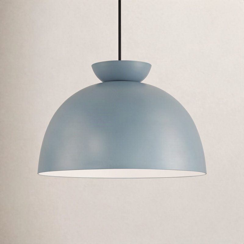 Avey Single Light Metal Pendant, 13.25" H x 20" W x 20" D, Blue/Black