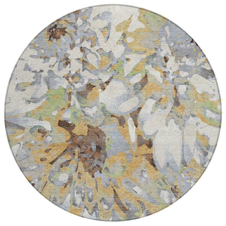 Machine Washable Indoor/Outdoor Molewski ACN2340 Floral Rug