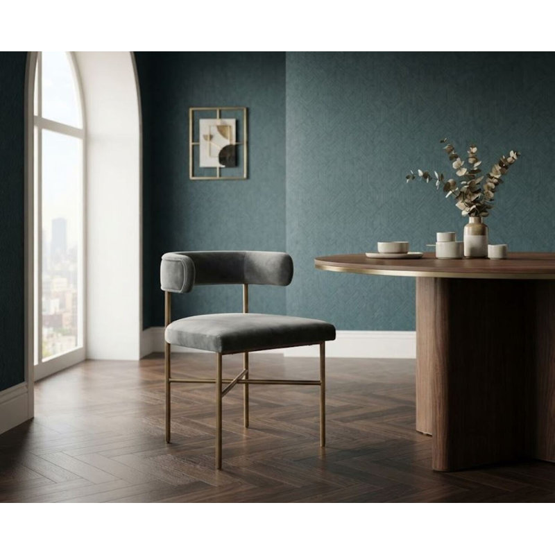 Chaise en velours Deborah, Gris