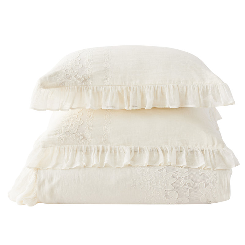 Tabitha Duvet Cover Set, Queen Duvet Cover + 2 Standard Shams, Ivory