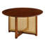 Table basse de style Mid-Century en bois massif de style bohémien avec support en PE, ronde de 31,5 pouces pour le salon, la chambre à coucher, le bureau, le plateau attrayant et la texture douce