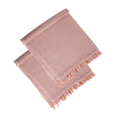 Ensemble de 2 jetés décoratifs en coton rose avec pampilles (50 po x 60 po)