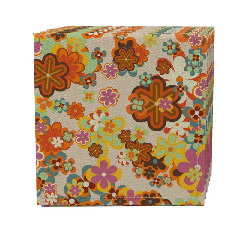 Cotton Twill Floral Square Napkin