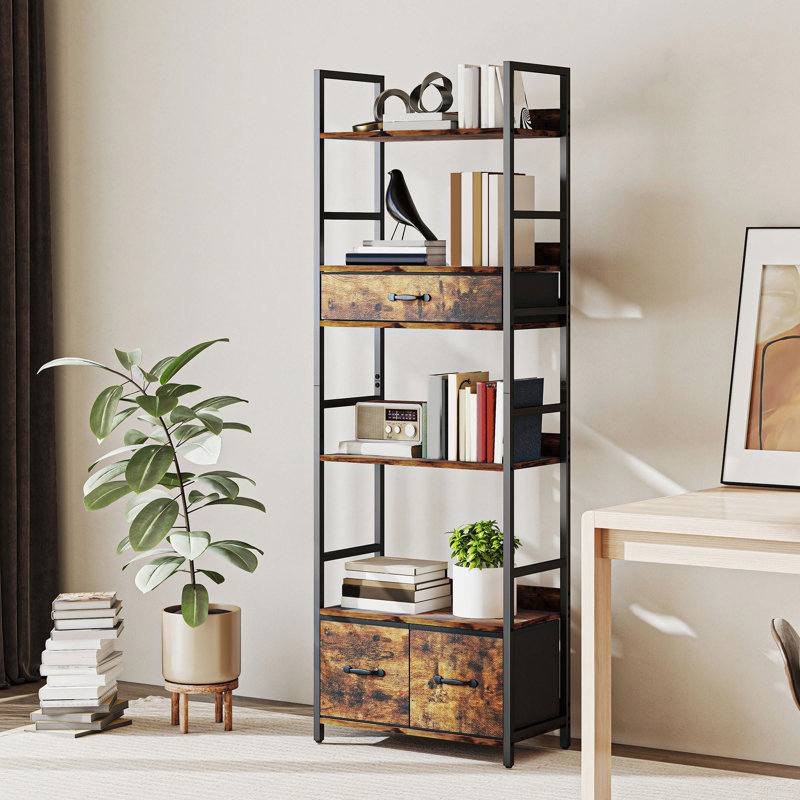 176cm H x 60cm W Metal Bookcase, Brown