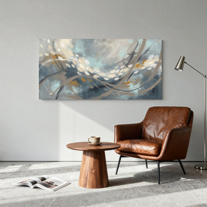 Ensemble de 1 tableau abstrait sur toile, L 40 po x H 20 po, Toile tendue