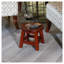 Tabouret escabeau en bois sculpté avec motif de feuille d'érable, finition cerisier-1475635796