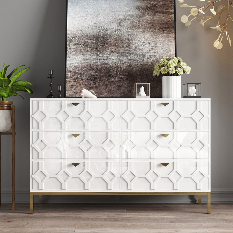 Bailes High Gloss MDF 6 - Drawer Accent Chest, White