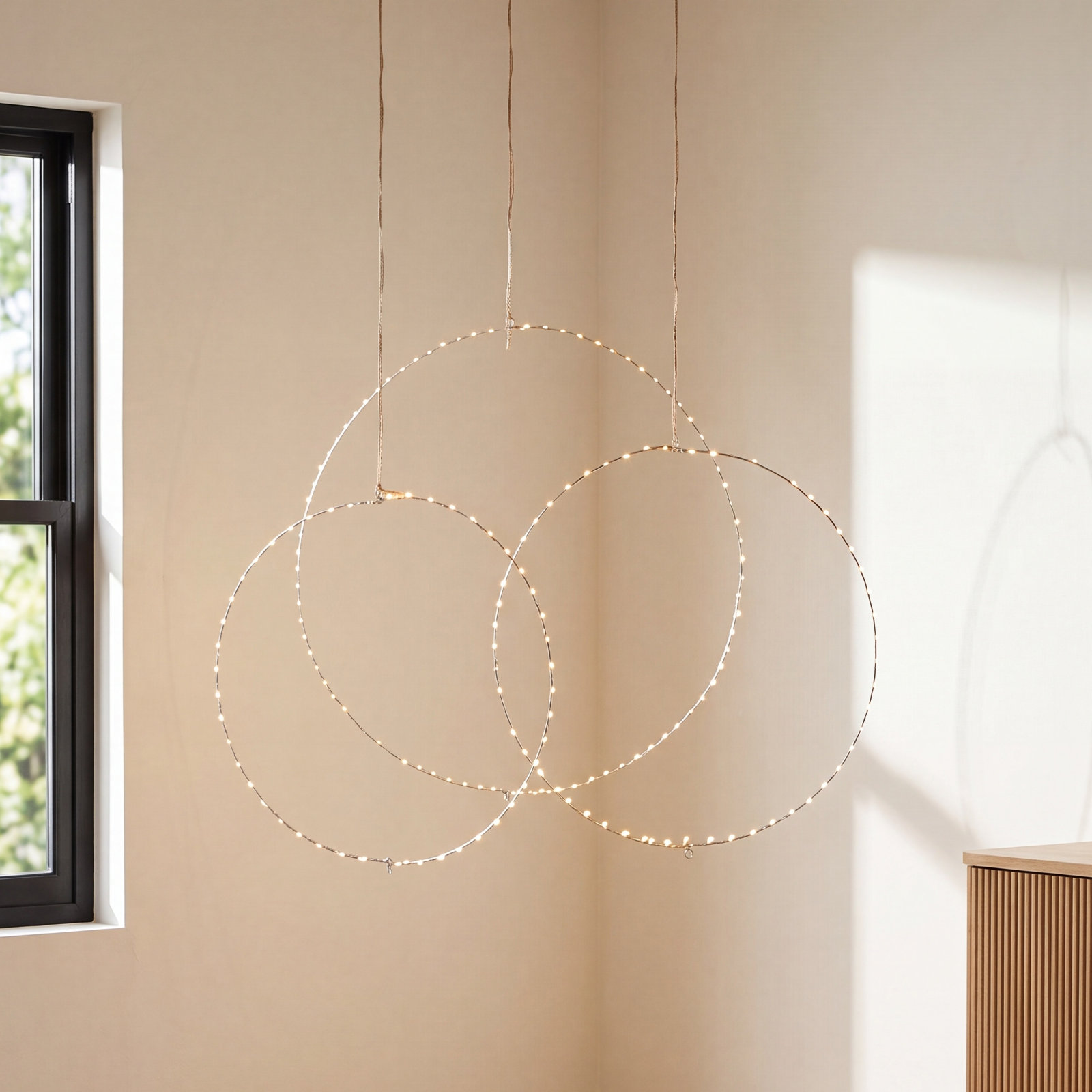 3-Piece Lighted Silver Ring Holiday Accent Set