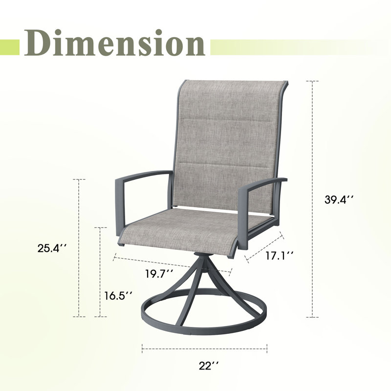 Chaise de patio rembourrée 360 °, Gris clair / gris