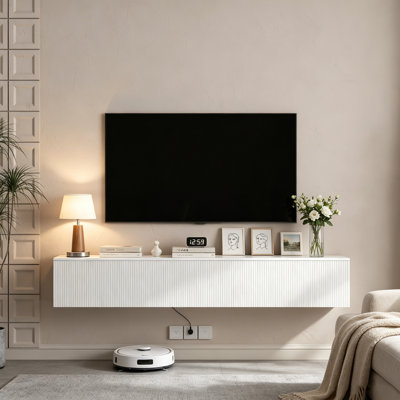 69 Inch Wall Mounted Floating TV Stand with 16 Color Changing LED Lights, Modern Floating Entertainment Center Cabinet Fits 55/60/65 Inch TVs for Living Room