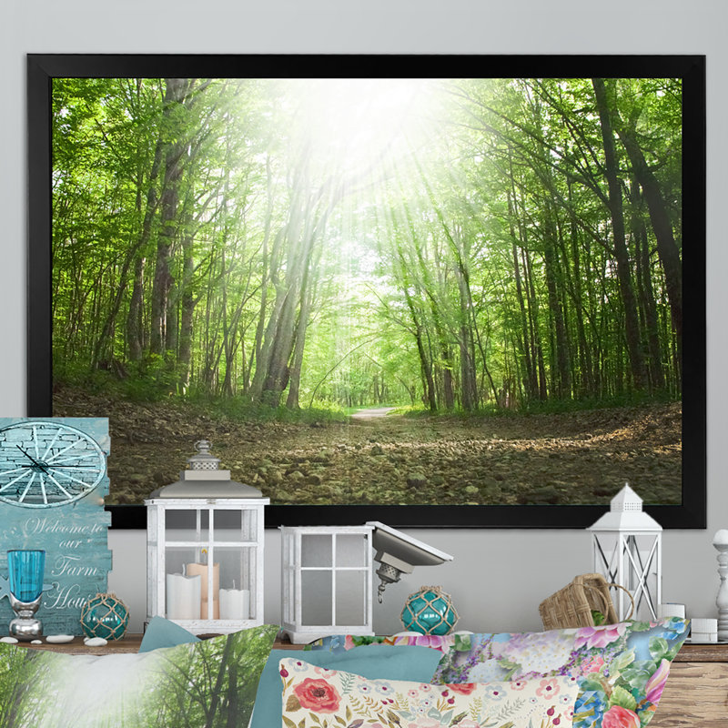 Printemps vert forêt - reproduction encadrée sur toile, Cadre noir, H 8 po x l 12 po x P 1 po