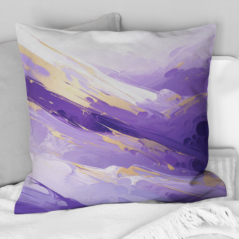 Coussin décoratif abstrait avec imprimé abstrait et mauve