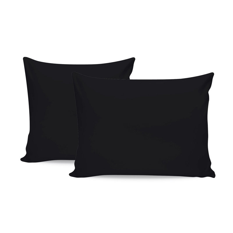 Luxurious 100% Cotton Pillowcase Set (2 Pieces), Black, 31.5 x 31.5 inches | Soft Ranforce Fabric, 145 Thread Count | Envelope Closure, Machine Washable | Perfect for Cozy Bedrooms & Elegant Home Decor