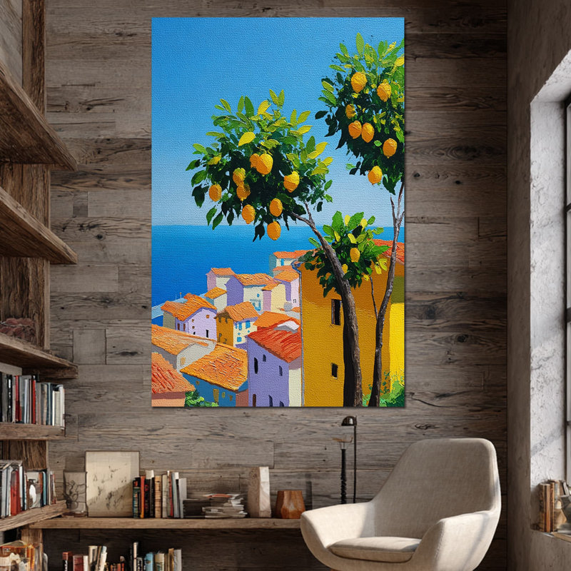 Art mural de citron, cuisine italienne, décoration de cuisine de citron, impression d'art sur toile de fruits méditerranéen pour art mural, images de cuisine pour affiche de cuisine, prête à être suspendue 24 po x 32 po