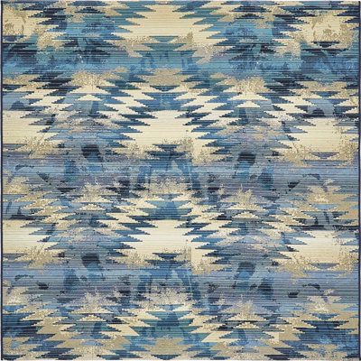 Tomlinson Abstract Blue Indoor/Outdoor Area Rug