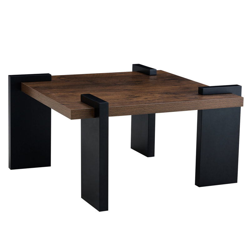 Table basse en noyer de 31,5 po x 31,5 po x 16,6 po et table facile à nettoyer avec une surface à finition foncée de 31,5 po x 31,5 po x 16,6 po, choix élégant