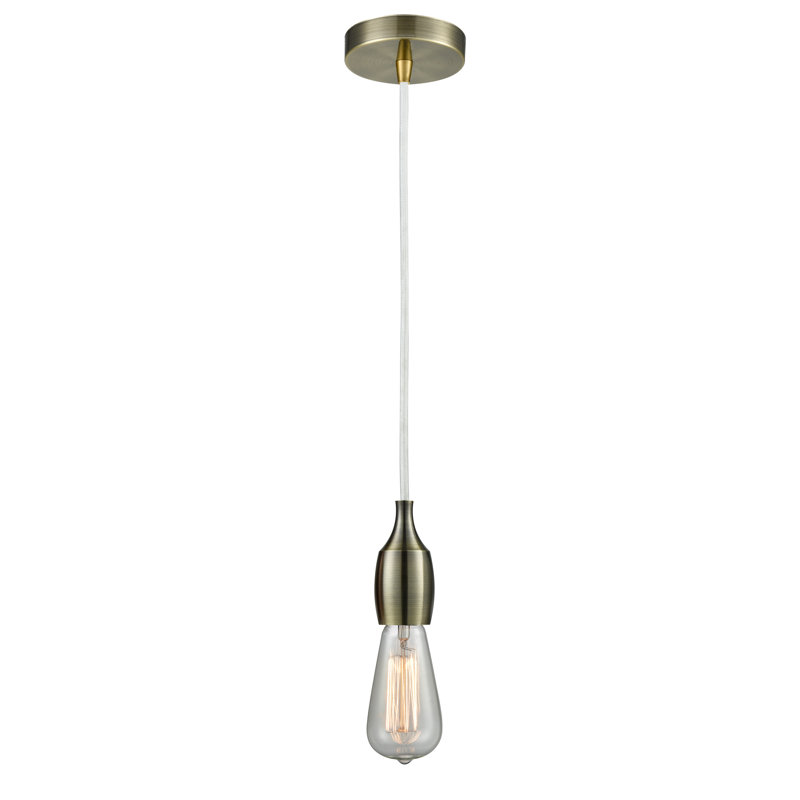 Luminaire suspendu pour une seule ampoule 1 lumières Nurseli, Laiton antique