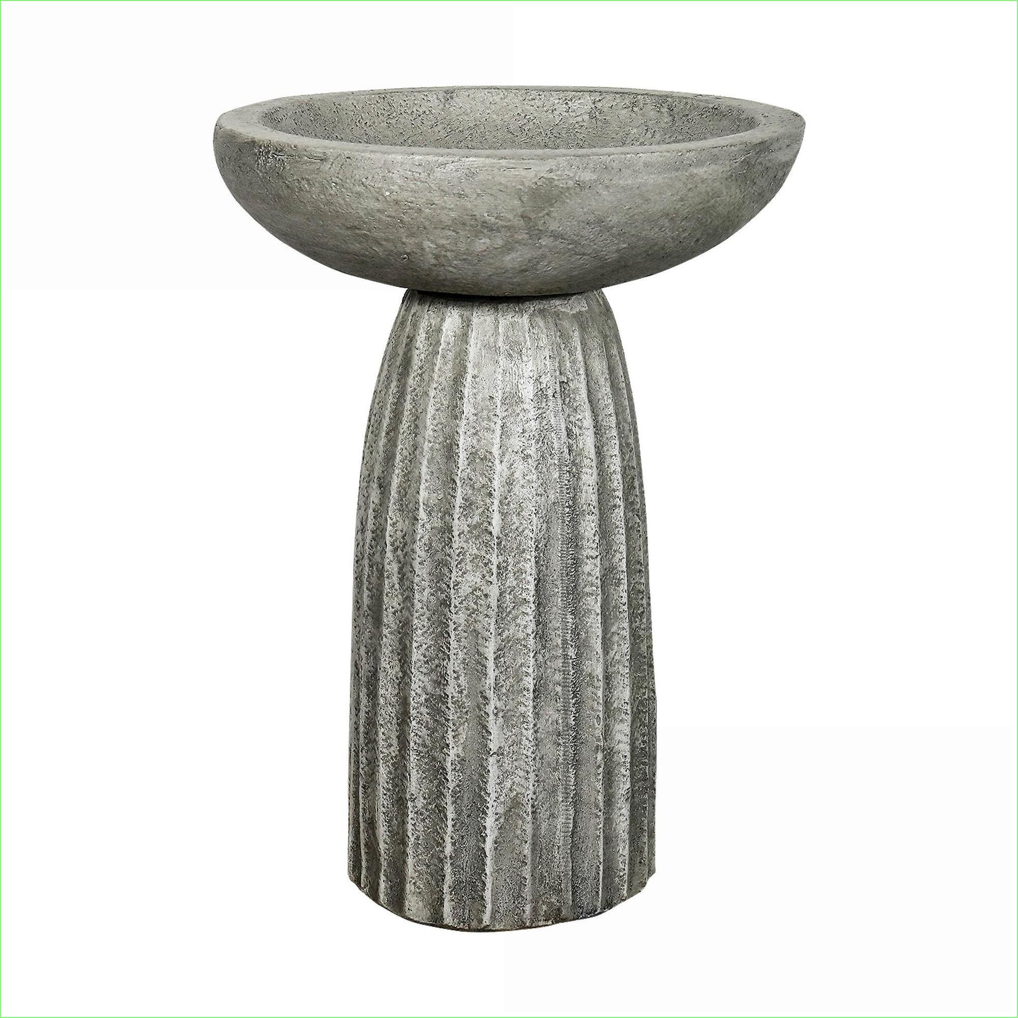 Bird Baths | 24.4" H Weather Resistant Pedestal Bird Bath for Patio Garden | Concrete Cement | Slate Gray
