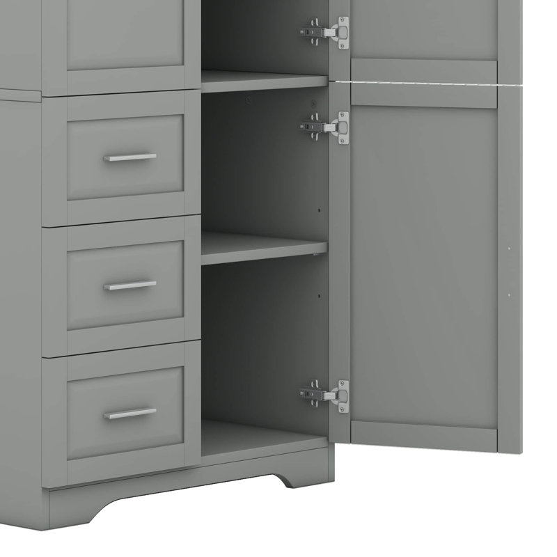 Armoire de rangement haute et large avec tiroirs, Gris