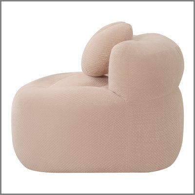 Oversized Round Boneless Chaise Lounge Chair,Corduroy Modern Floor Sofa Deep Seat, Compressed Circle Comfy Barrel Chair, No Assembly Sleeper Cloud Sofa Couch Bed for Living Room, Diamond Corduroy-Pink